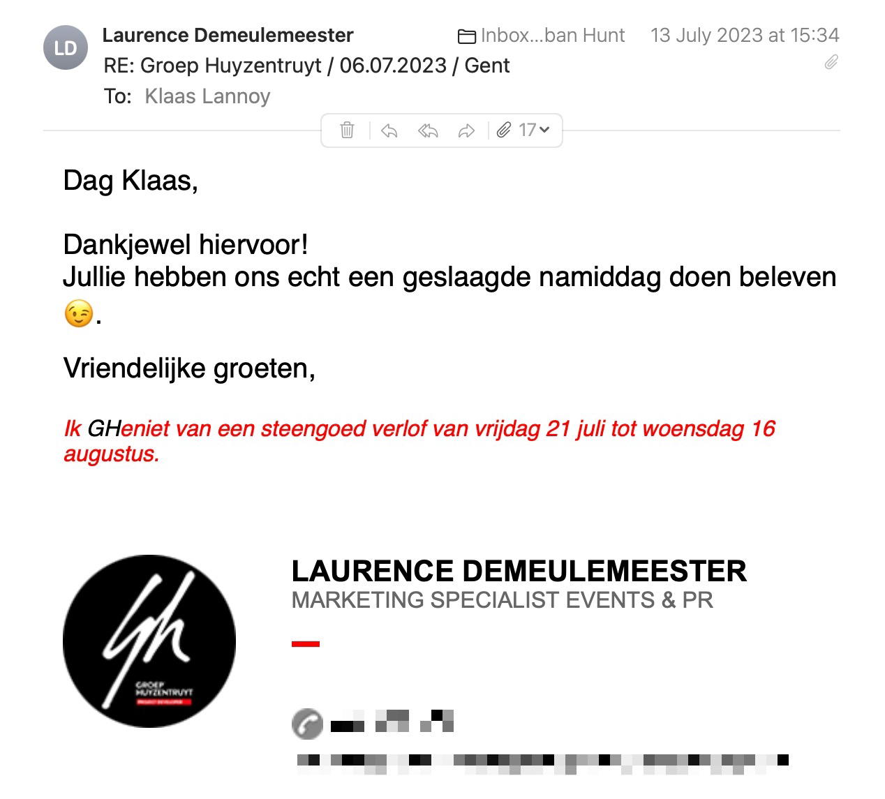Een reactie over het stadsspel Urban Hunt van Laurence Demeulemeester: Dankjewel hiervoor!
Jullie hebben ons echt een geslaagde namiddag doen beleven 😉.