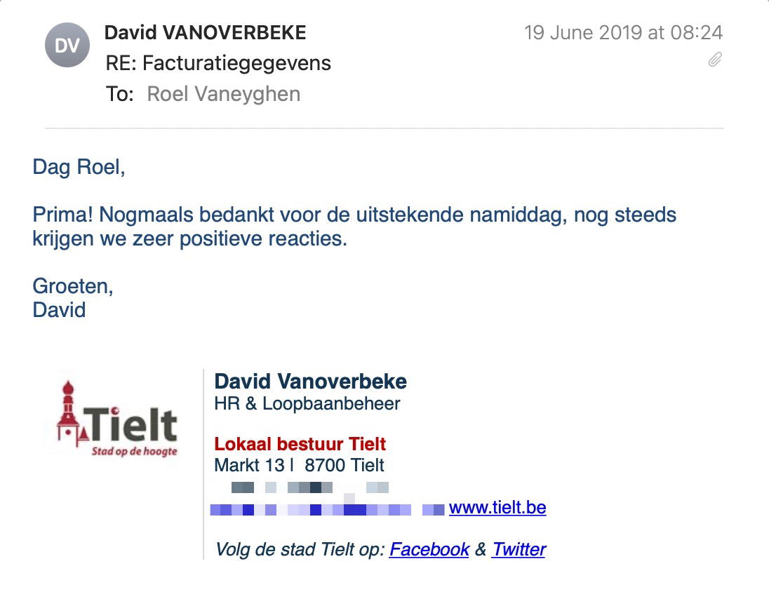 Een reactie over het stadsspel Urban Hunt van David Vanoverbeke: Prima! Nogmaals bedankt voor de uitstekende namiddag, nog steeds krijgen we zeer positive reacties.