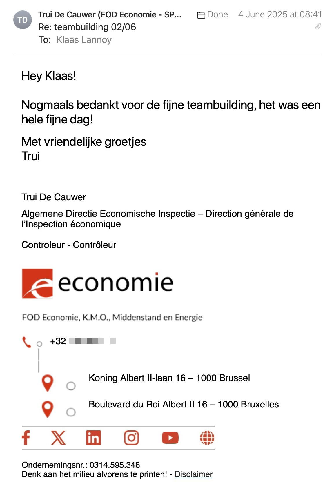 Een reactie over het stadsspel Urban Hunt van Trui De Cauwer: Hey Klaas!

Nogmaals bedankt voor de fijne teambuilding, het was een hele fijne dag!

Alvast bedankt!
Met vriendelijke groetjes 
Trui