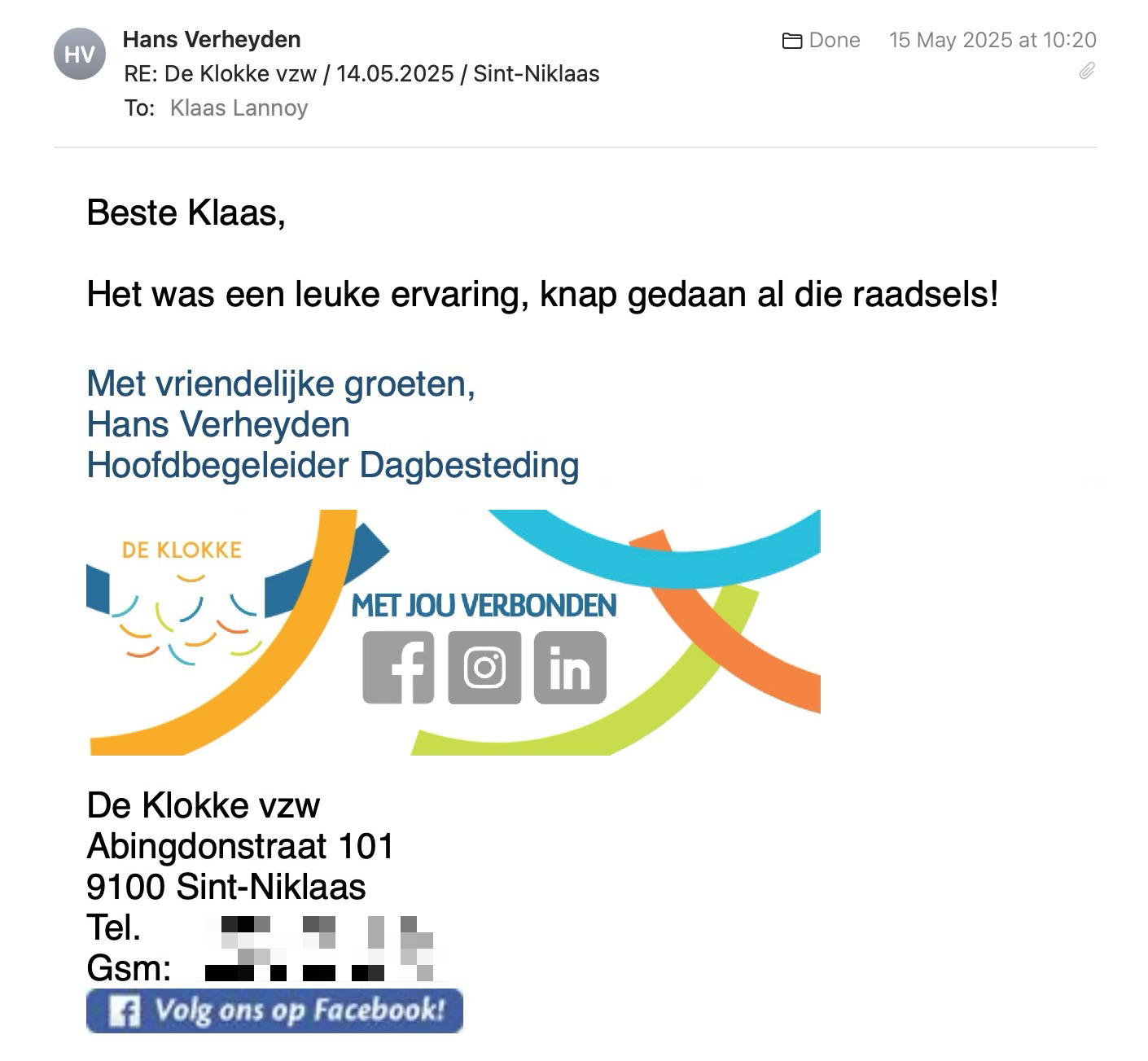 Een reactie over het stadsspel Urban Hunt van Hans Verheyden: Het was een leuke ervaring, knap gedaan al die raadsels!