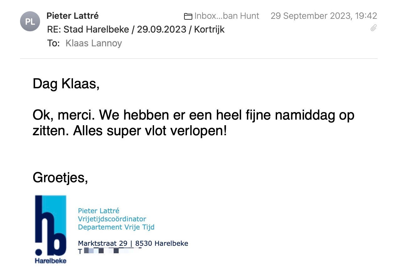 Een reactie over het stadsspel Urban Hunt van Pieter Lattré: Ok, merci. We hebben er een heel fijne namiddag op zitten. Alles super vlot verlopen!
