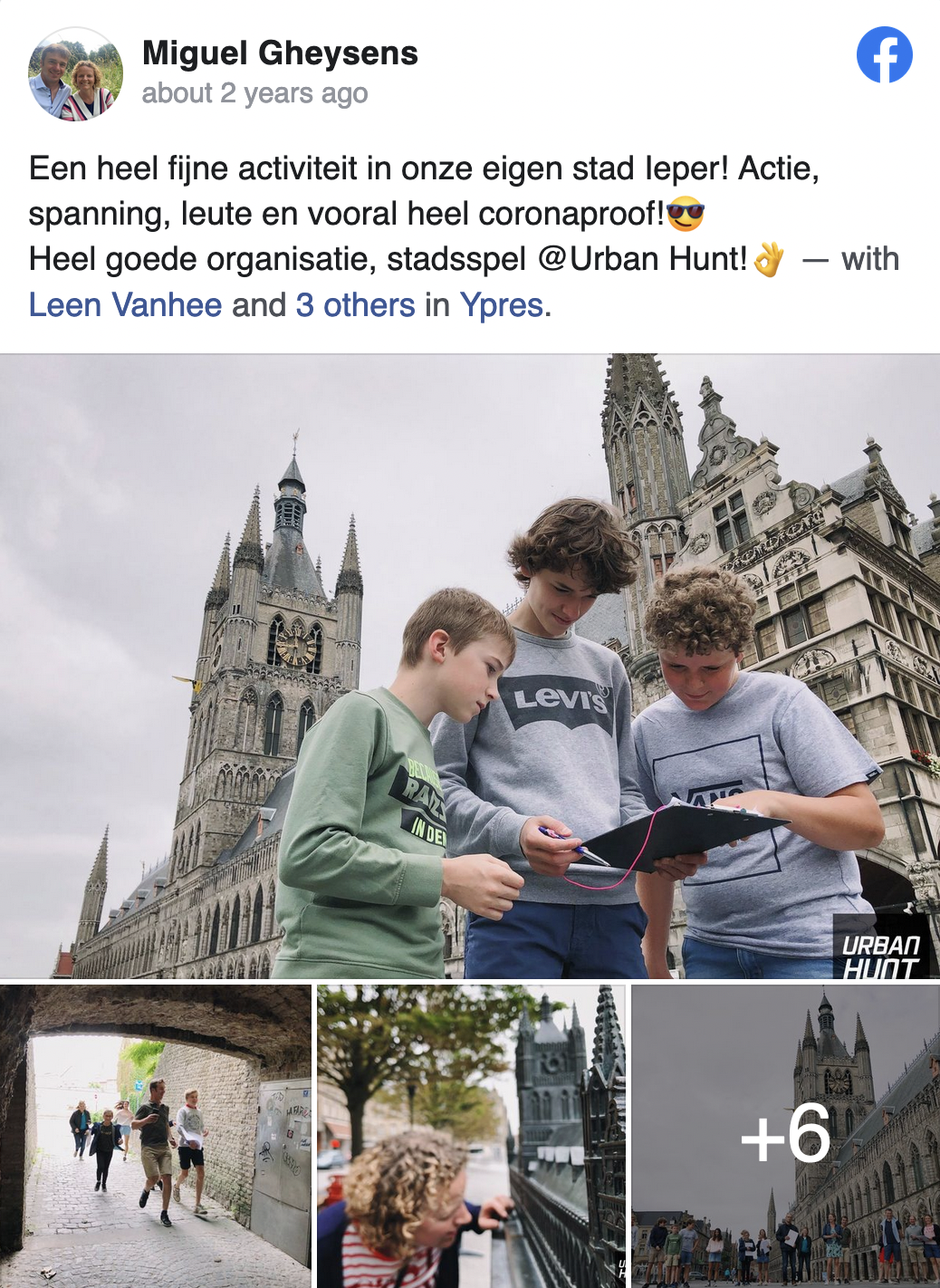 Een reactie over het stadsspel Urban Hunt van Miguel Gheysens: Een heel fijne activiteit in onze eigen stad leper! Actie, spanning, leute en vooral heel coronaproof! Heel goede organisatie, stadsspel Urban Hunt!