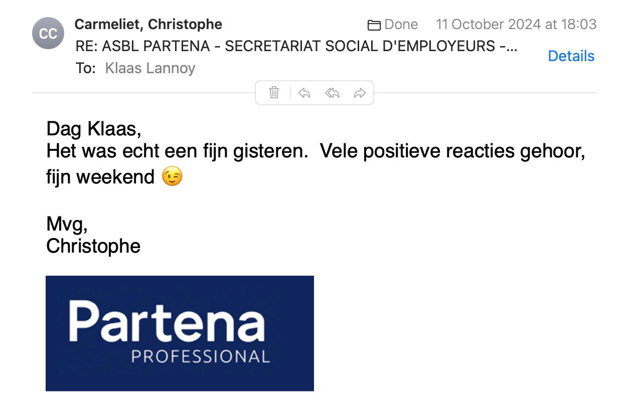 Een reactie over het stadsspel Urban Hunt van Christophe Carmeliet: Dag Klaas,
Het was echt een fijn gisteren.  Vele positieve reacties gehoor, fijn weekend 😉
 
Mvg,
Christophe